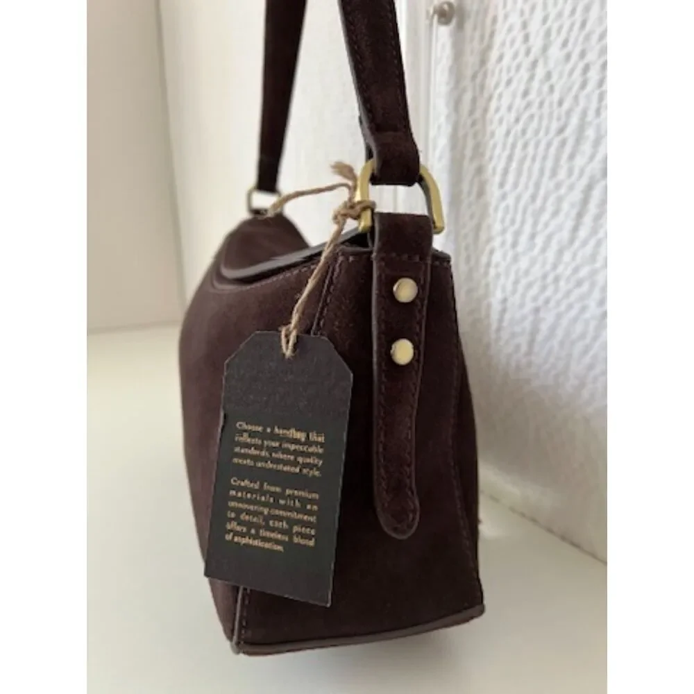 NWT Deep brown Italian leather/suede convertible crossbody